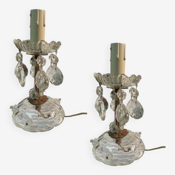 Lampes de Table Vintage en Cristal, Ensemble de 2