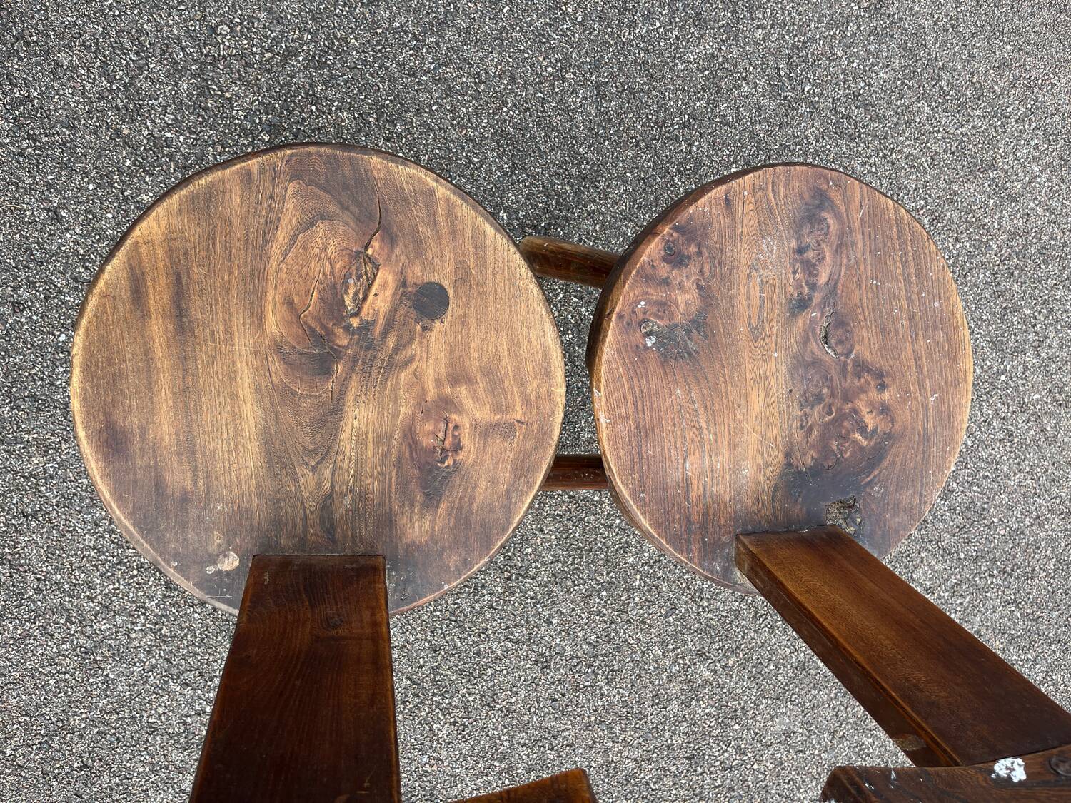 Pair of vintage Aranjou brutalist chairs in solid wood