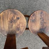 Pair of vintage Aranjou brutalist chairs in solid wood