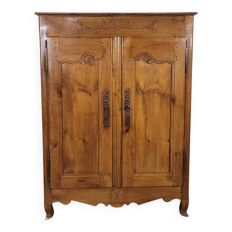 Small Louis XV bedside cabinet in solid cherry wood.