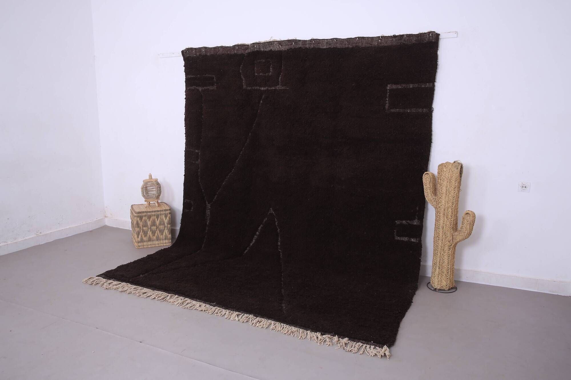 Espresso Brown Moroccan Rug 248 x 310 cm - Vintage Moroccan Rug  Bohemian