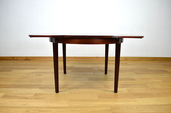 Table ronde en palissandre de rio & chrome 1960