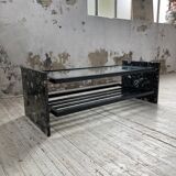 Coffee table year 80 Italian marble and glass