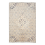 6x8 Vintage Cream & Black Oriental Persian Rug, 176x259Cm