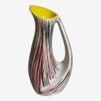 Free-form ceramic vase by R. Dupanier with abstract decoration from the 50s
