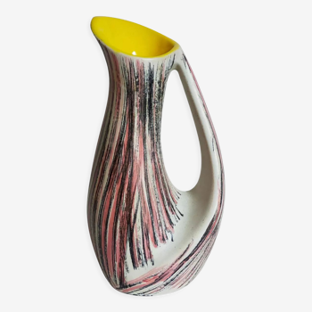 Vase céramique forme libre de R. Dupanier au décor abstrait années 50