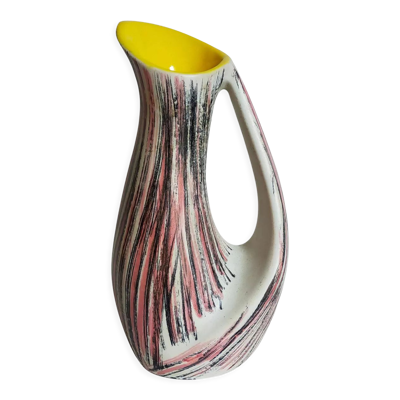 Vase céramique forme libre de R. Dupanier au décor abstrait années 50