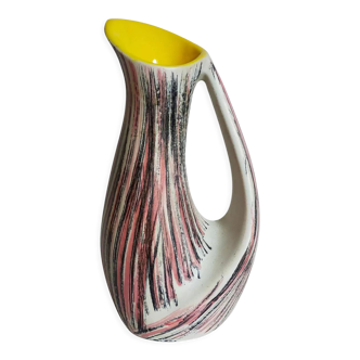 Free-form ceramic vase by R. Dupanier with abstract decoration from the 50s