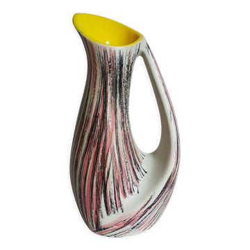 Vase céramique forme libre de R. Dupanier au décor abstrait années 50