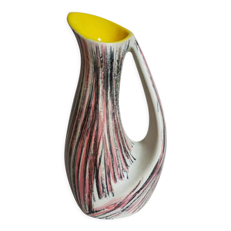Vase céramique forme libre de R. Dupanier au décor abstrait années 50