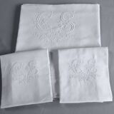 wedding set: sheet and 2 CS monogram pillowcases