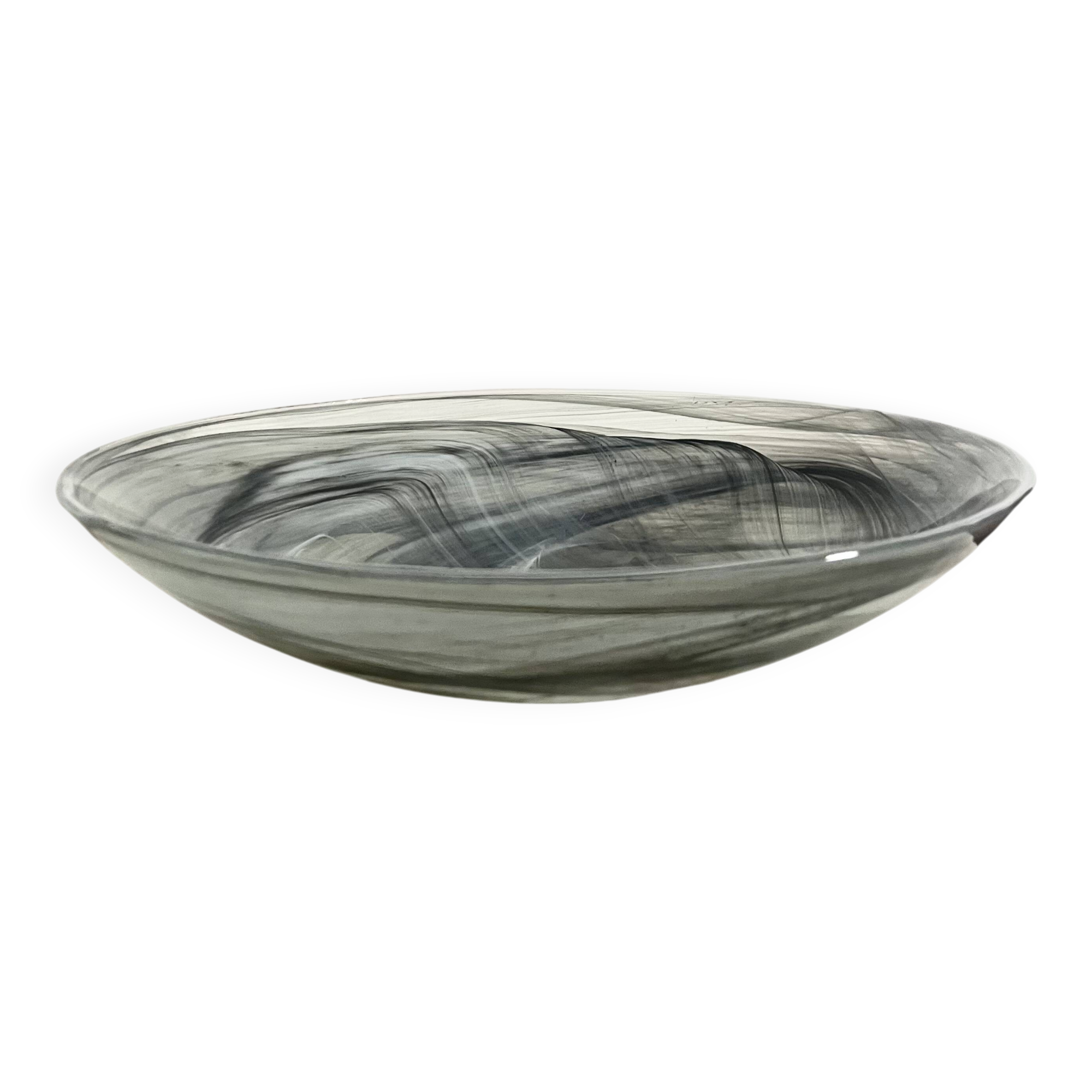 Vintage Holmegaard Smoked Glass Swirl Plate, Serving Bowl, Denmark, 1070s