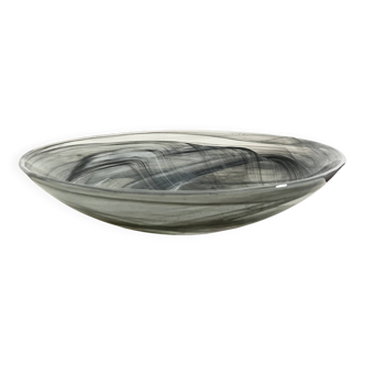 Vintage Holmegaard Smoked Glass Swirl Plate, Serving Bowl, Denmark, 1070s