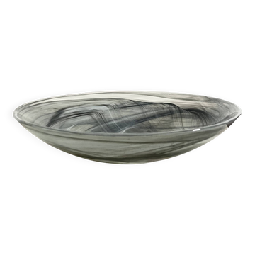 Vintage Holmegaard Smoked Glass Swirl Plate, Serving Bowl, Denmark, 1070s