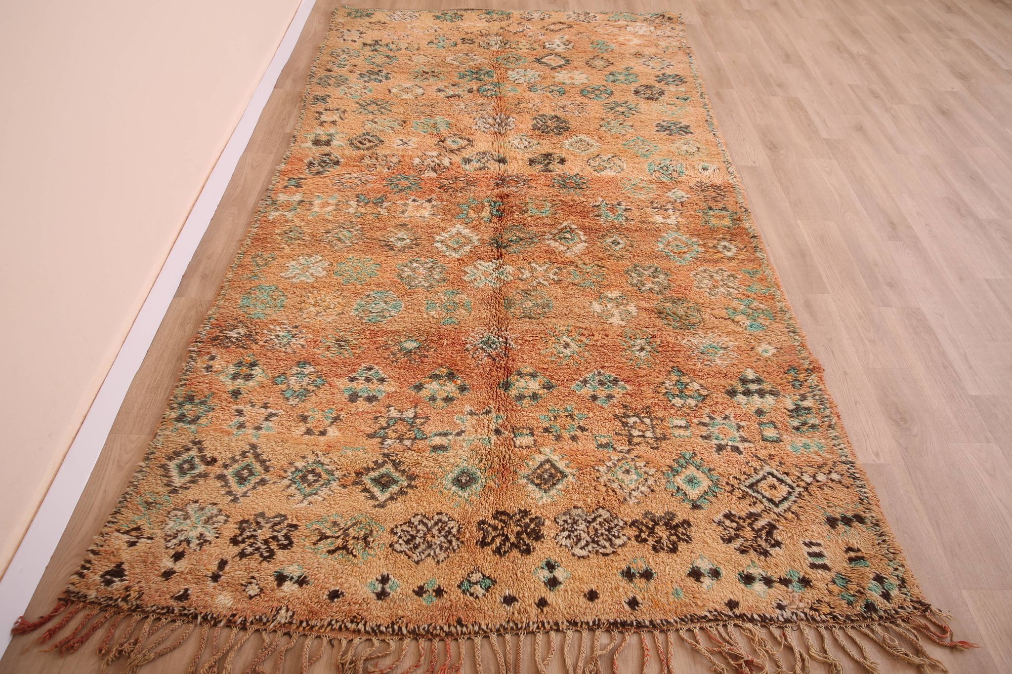 Peach Vintage Moroccan Rug 158 x 287 cm, Berber Wool Rug, Handmade Boho Rug