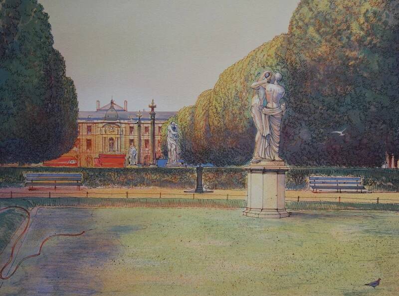 Rolf RAFFLEWSKI: Garden of Paris with a Kiss, original signed lithograph