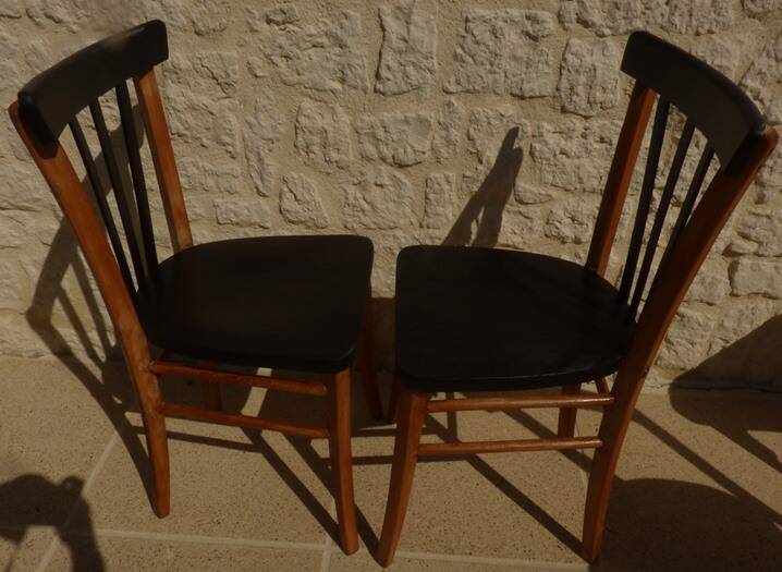 2 chaises Lutherma et 2 chaises Bauman de style en bois