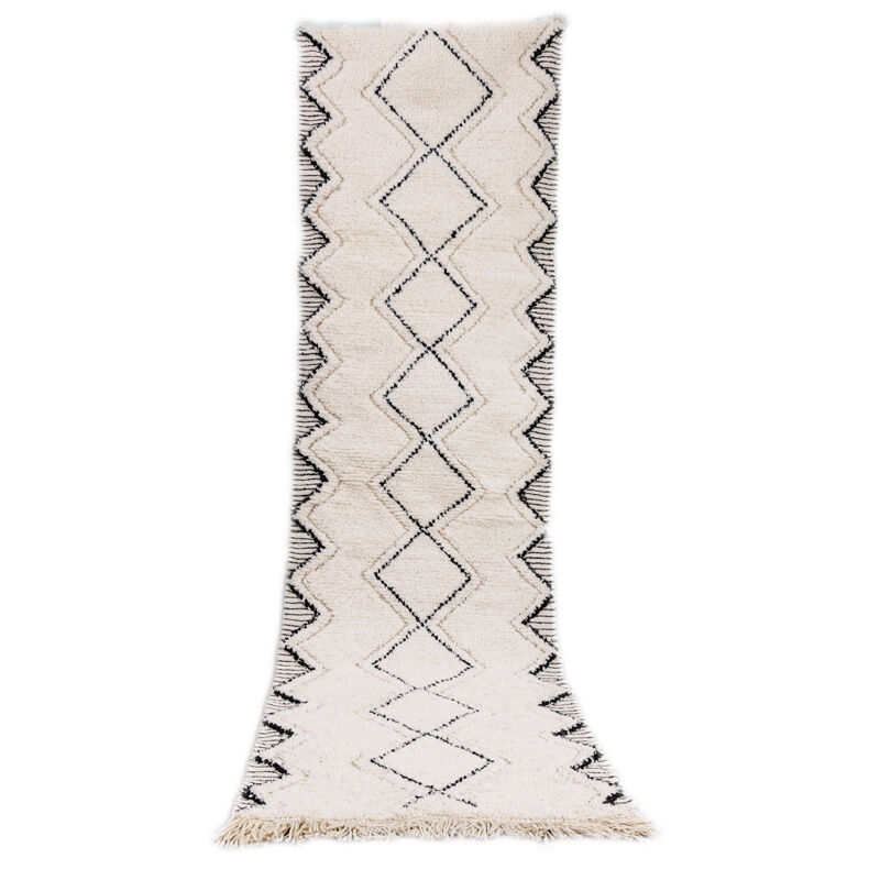 Carpet corridor berber diamond white and black 80x290 cm