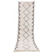 Berber runner rug diamond white and black 80x290 cm