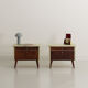 Pair of vintage bedside tables completely restyled in pale green on solid beech compass legs