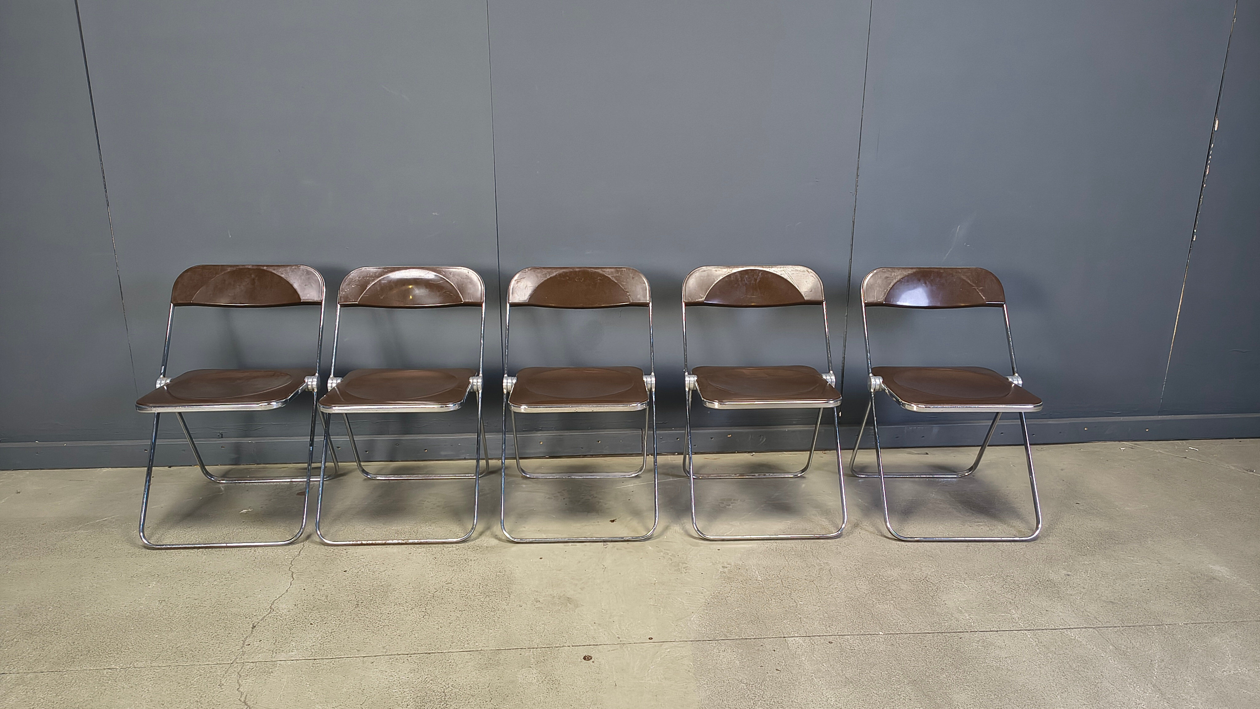 Vintage folding chairs Plia Giancarlo Piretti for Castelli, 1970s, set