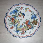 Assiette décorative oiseau et cornes d’abondance en céramique
