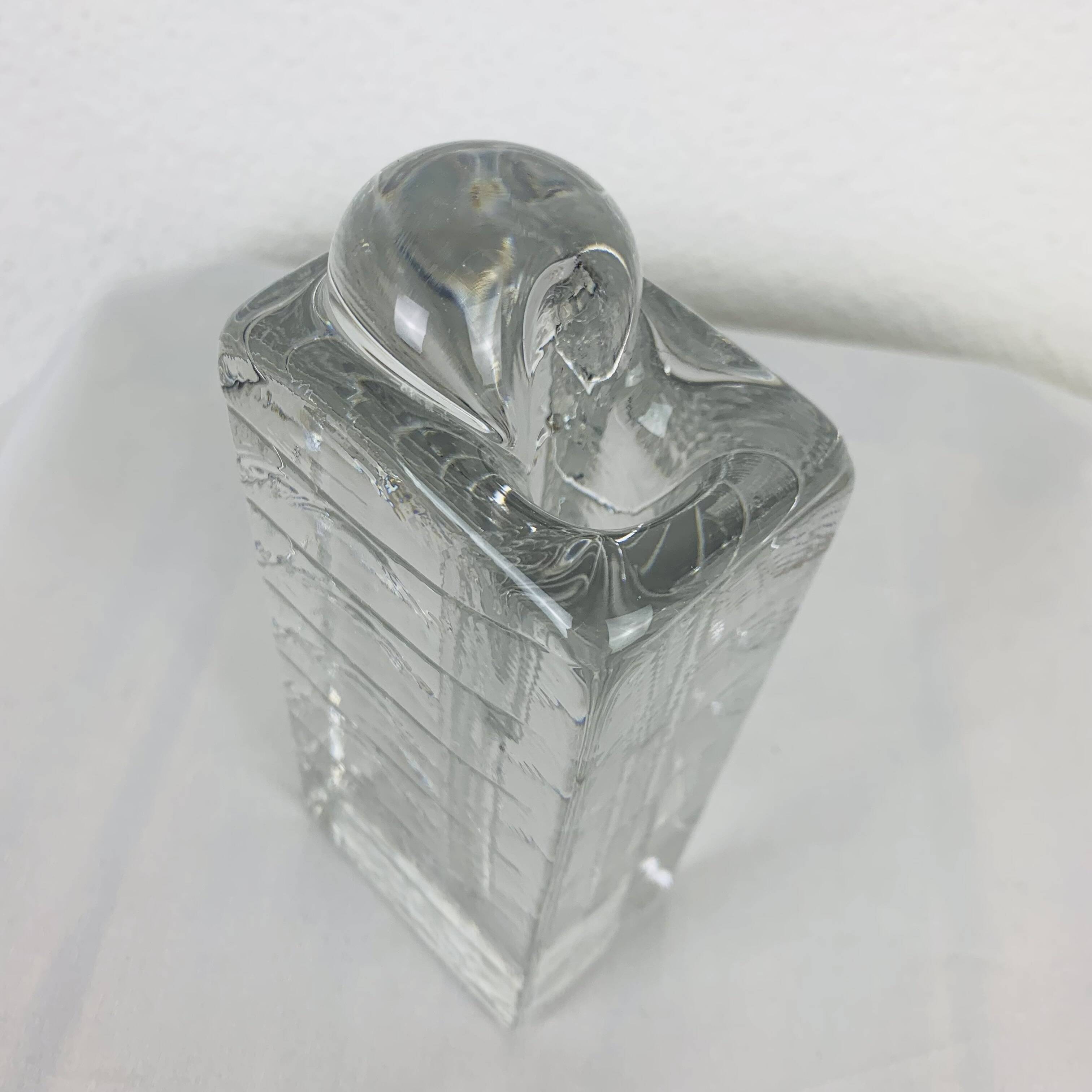 Glass block vase for Walther Glas 1960