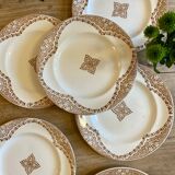 Set of 6 vintage flat ironstone plates, Andalous model from Longwy