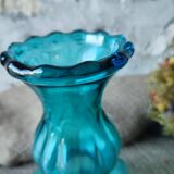 Vintage turquoise blue glass vase