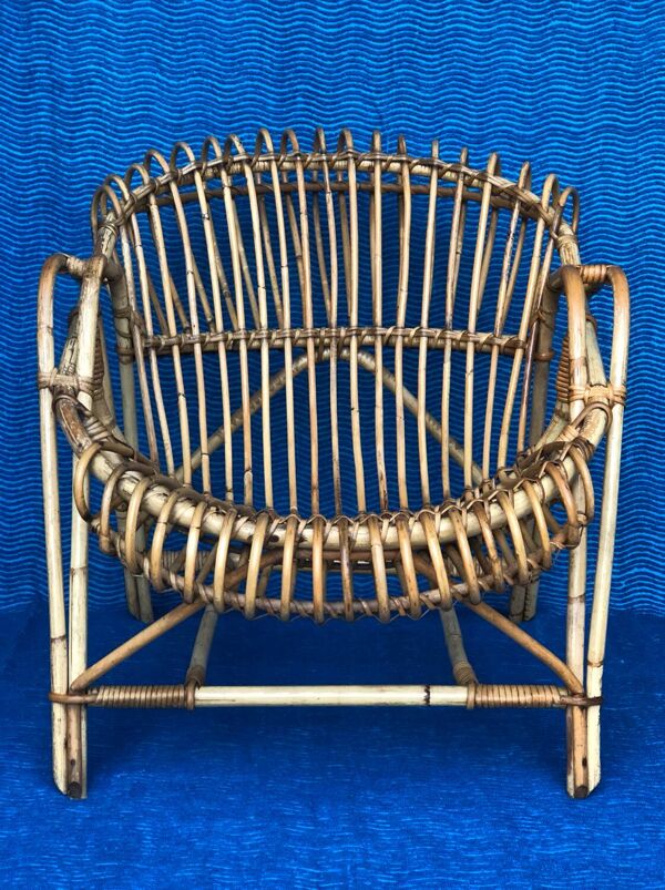 Fauteuil en rotin et osier ancien