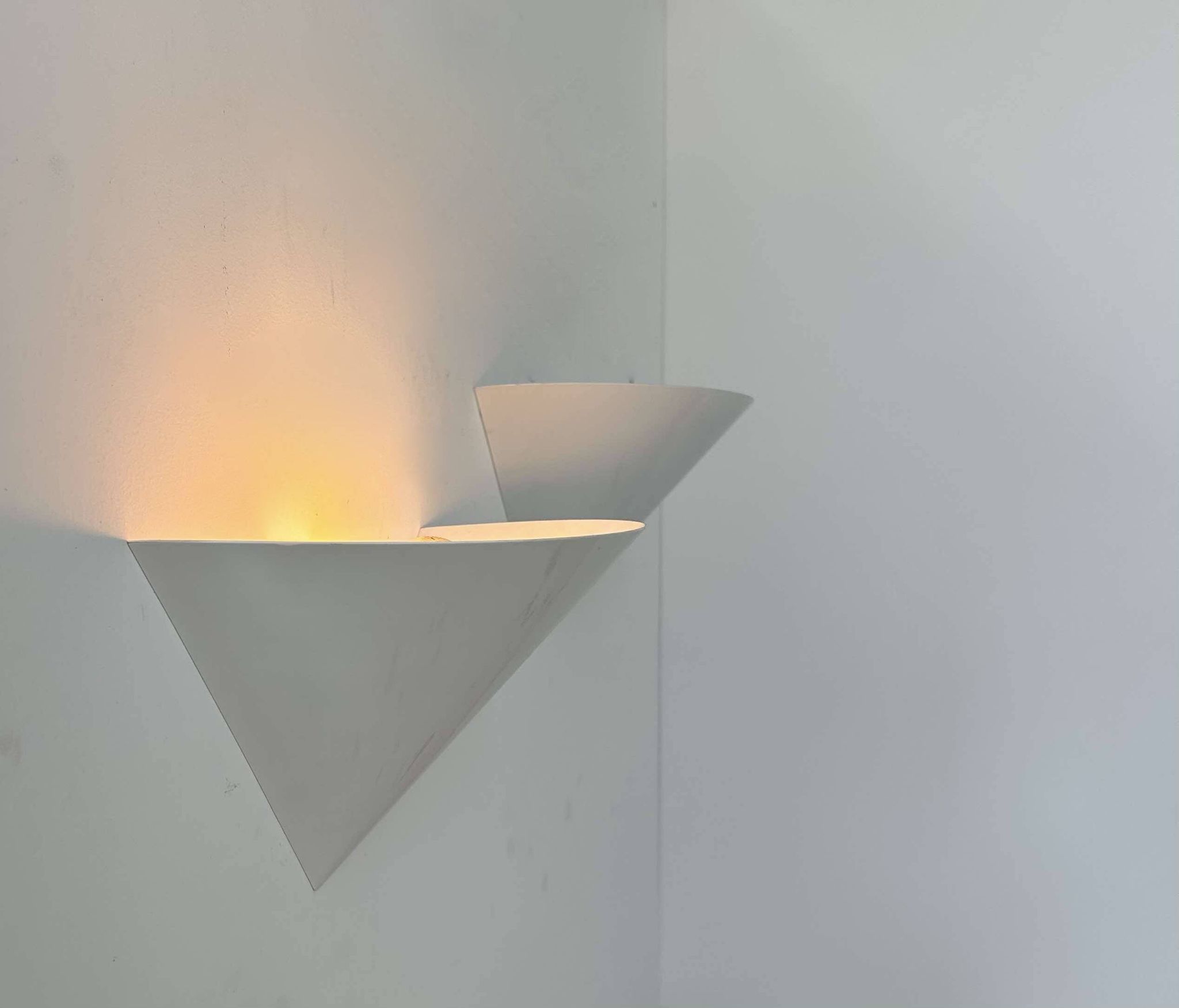 Pair of vintage wall lights, white metal, France 1970