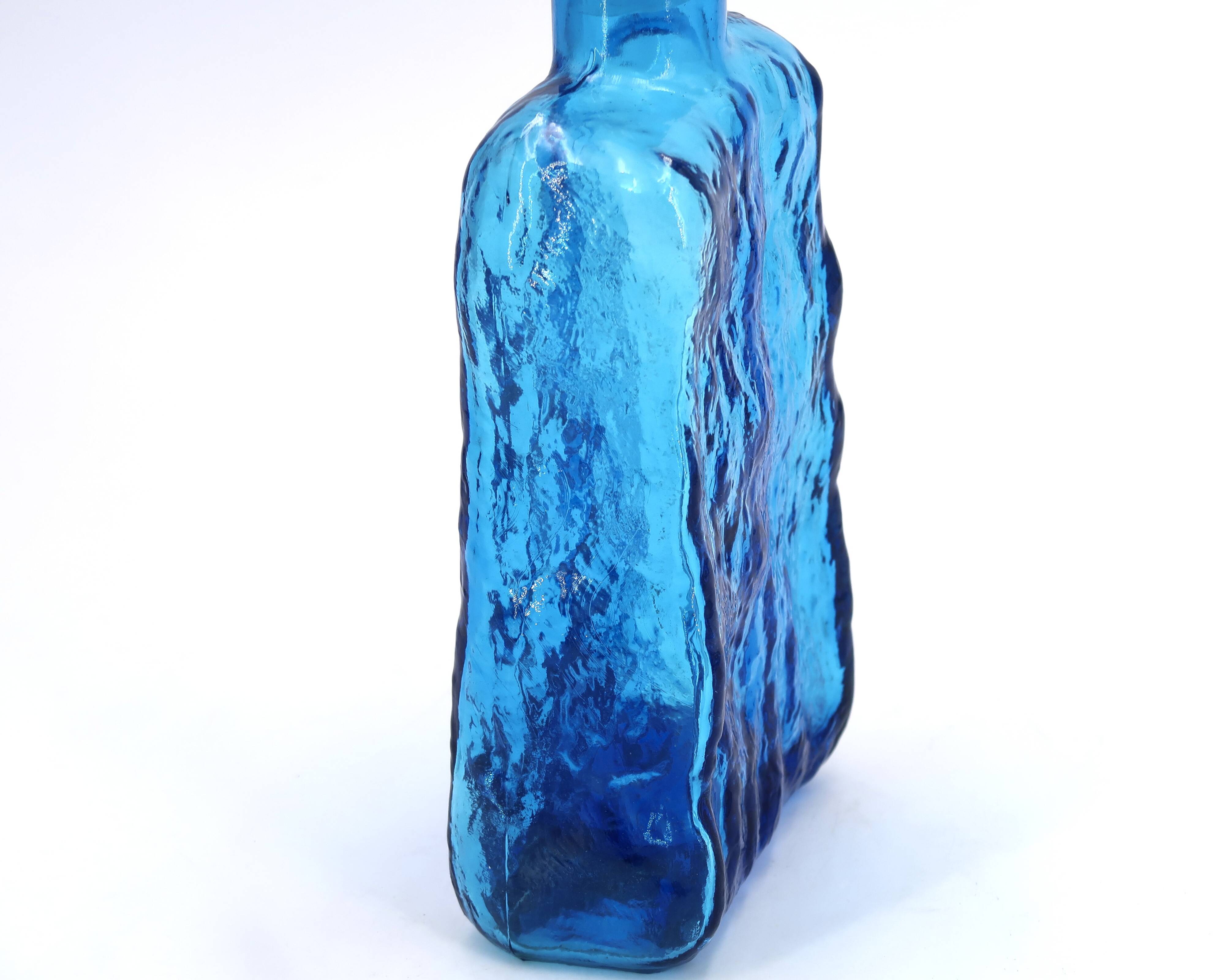 Empoli Italian carafe in blue glass, 1960s