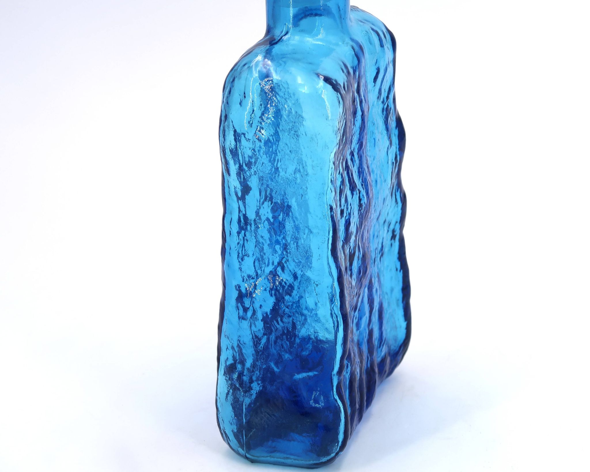Carafe Italienne Empoli en verre bleu, années 60