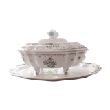 Tureen and platter signed Bondil in Moustiers, Provençal art earthenware
