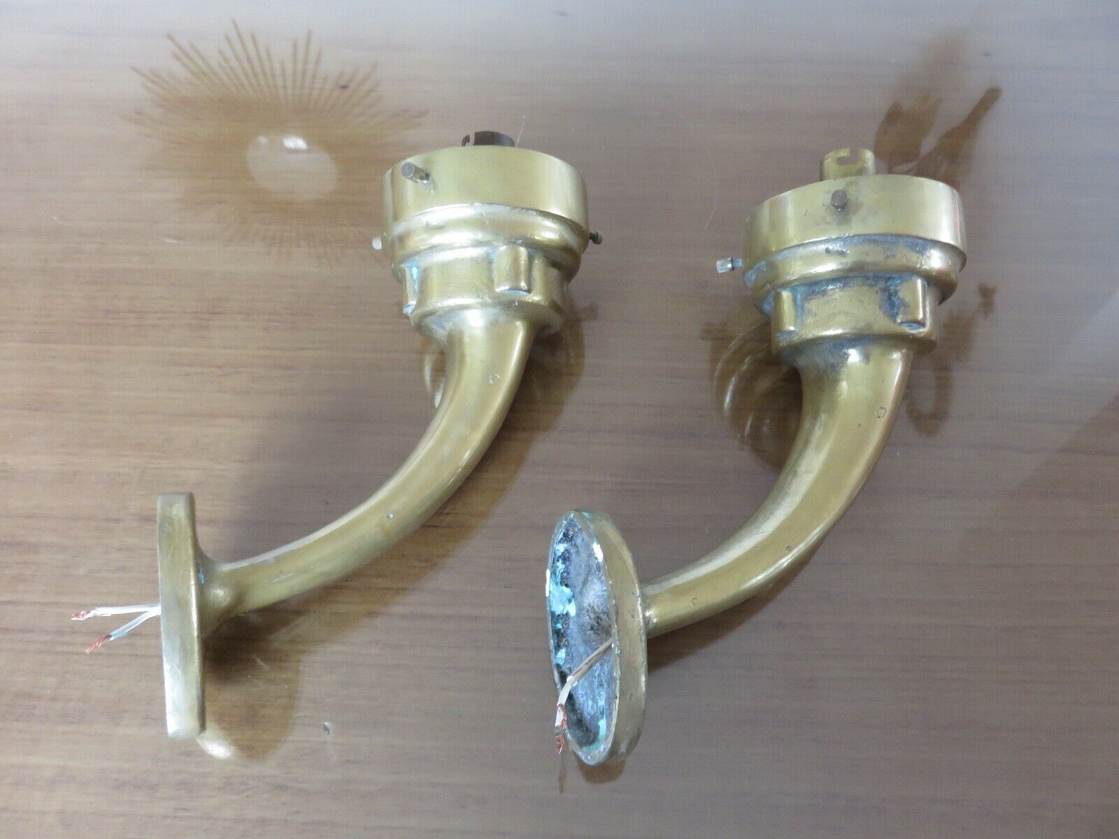 Pair of theater wall sconces in bronze art deco 30s