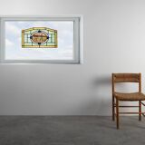 Art Deco Stained Glass Panel Depicting Runners in Motion, Belgium ca. 1910