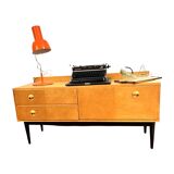 Low ash sideboard chest of drawers, Danish design, 1970s.