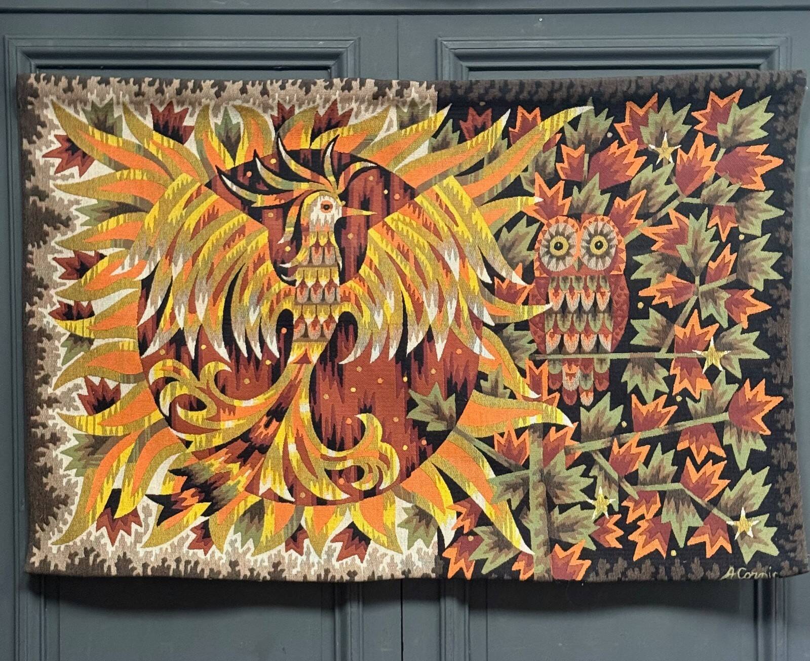 Tapisserie à l'oiseau par A. Cornic, XXe s.