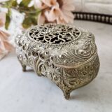 Vintage openwork silver metal jewelry box