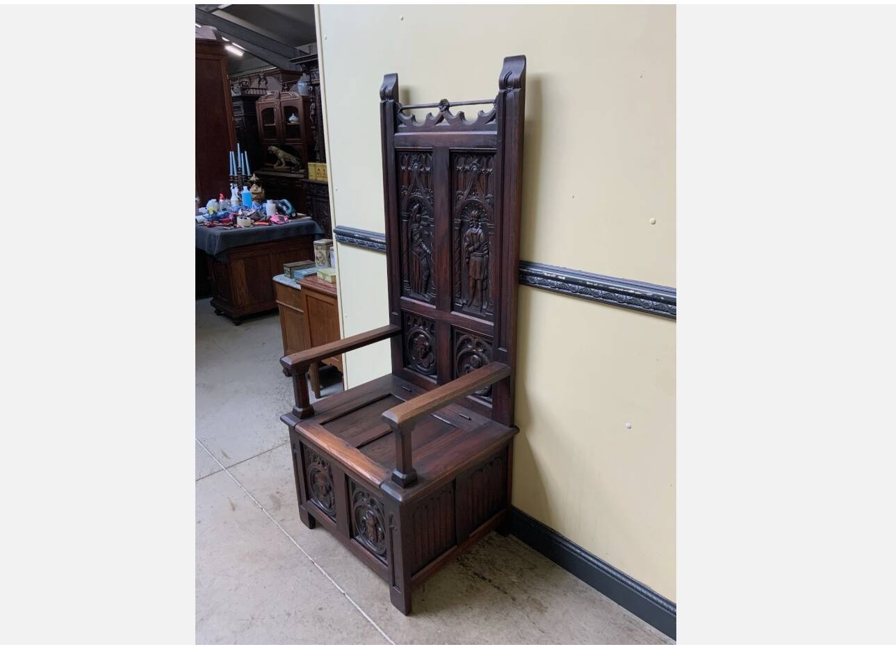 Antique - Chest Bench, - Neo-Gothic