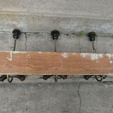 Wall coat rack wood and metal 3 double hooks