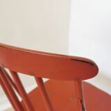 Vintage Coral Red Dining Chair: Ilmari Tapiovaara Style, Stol Kamnik 1960s