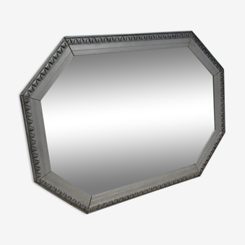 Art deco mirror, octagonal wood frame 52x37cm