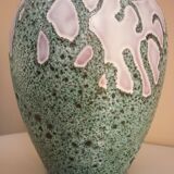 Large vase in glazed ceramic and "fat lava", signed Bruno Dose, design from the 50s/60s