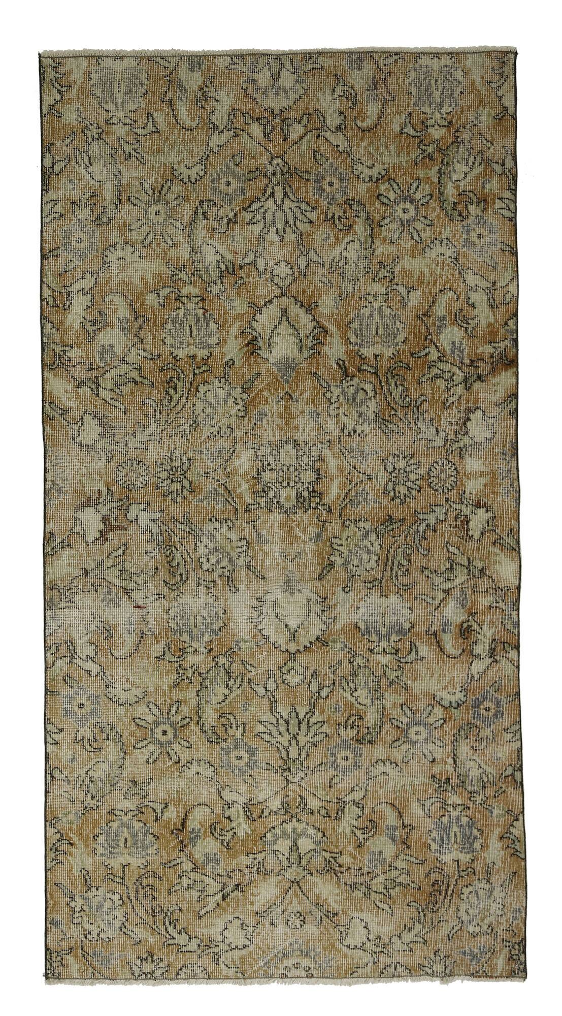 Turkish Anatolian Handmade Vintage Area Rug 222 cm x 118 cm