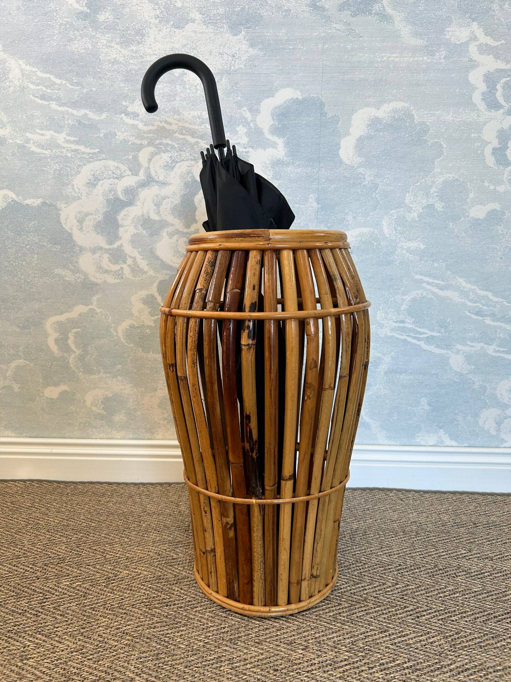 Bamboo umbrella stand attributed to Franco Albini for Bonacina, Italy, 1950s.