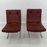 Set of Vintage Lounge Chairs in Chrome and Vinyl, 1970s