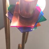 Brass, varnished metal and plexiglas floor lamp "alberelli" by c. la gaipa, 2020