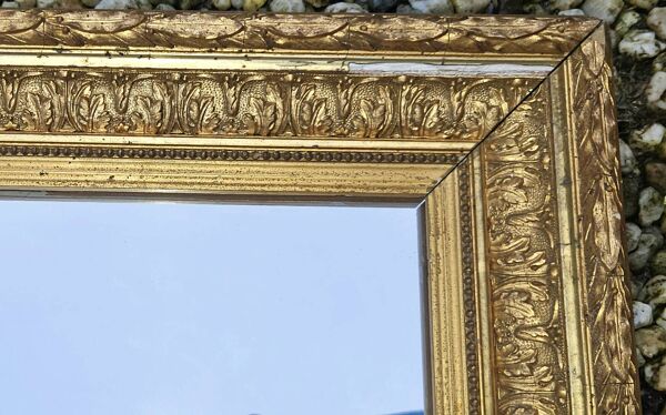 Miroir ancien bois doré hauteur 77cm