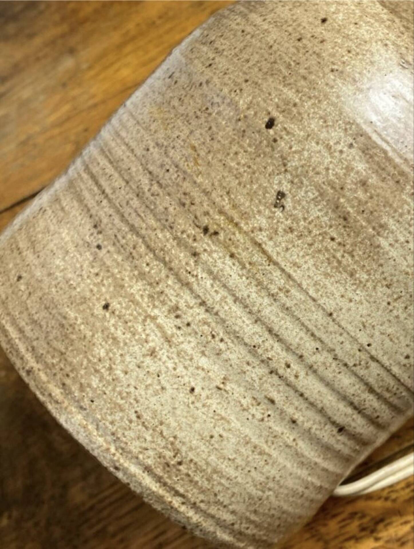 Stoneware lamp, wool lampshade